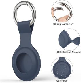 img 3 attached to 🔑 Набор из 4 чехлов Meliya Silicone AirTag с карабином для поиска Airtag Finder Items 2021 - идеально подходит для собак, ключей, рюкзаков (черный, белый, серый, темно-синий)