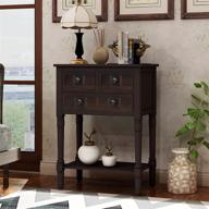🏞️ espresso narrow console sofa table sideboard with 3 storage drawers, bottom shelf - ideal for living room, entryway/hallway - merax logo