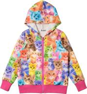 🦄 girls unicorn/cat zip up hoodie jacket with pockets - sweatshirt logo