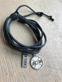 img 1 attached to 🏋️ WODFitters Adjustable Leather Bracelet for Fitness Enthusiasts with 2 Charms - Available in 4 Options