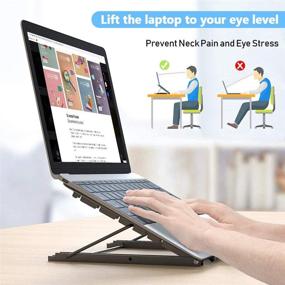 img 3 attached to 💻 Black Metal Mesh Laptop Tablet Stand: Foldable, Portable & Ventilated Desktop Holder with Document Book Holder Feature - Black3 Edition