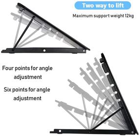 img 1 attached to 💻 Black Metal Mesh Laptop Tablet Stand: Foldable, Portable & Ventilated Desktop Holder with Document Book Holder Feature - Black3 Edition