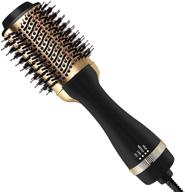 🔥 3-in-1 hair dryer brush, fvw hot air brush for fast drying, straightening and curling - golden, with 3-adjustable temperature and speed settings. logo