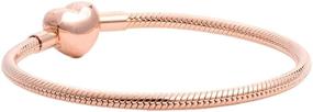 img 2 attached to 💖 Stunning 14k Rose Gold-Plated Heart Pavé Clasp Bracelet: Exquisite 925 Sterling Silver Snake Chain