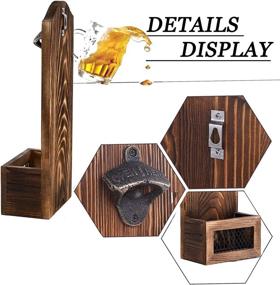 img 3 attached to Vintage Wooden Wall Mounted Beer Bottle Opener with Cap Catcher - Ideal Kitchen, Bar, Yard Gift for Beer Enthusiasts and Men