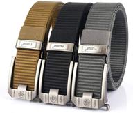 premium nylon belts for men and women: full adjustable web belt with automatic metal buckle - no holes, ultimate comfort and style! logo