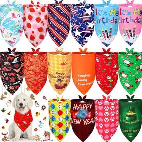 img 4 attached to Festive 16-Piece Christmas Dog Bandanas: Perfect Pet Costume for Thanksgiving, Christmas & Birthdays