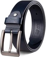 buffway italian leather casual classic men's belts: elevate your accessories game logo