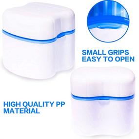 img 1 attached to Синий набор для зубных протезов: кубок для зубных протезов, зубная щетка с протезами, портативный футляр и контейнер для протезов с корзинкой