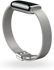 img 3 attached to Браслет-аксессуар из нержавеющей стали для Fitbit Luxe - мягкое золото, официальный продукт, универсальный размер, платиновый.