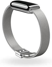 img 1 attached to Браслет-аксессуар из нержавеющей стали для Fitbit Luxe - мягкое золото, официальный продукт, универсальный размер, платиновый.