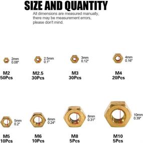 img 3 attached to 🔩 Glarks 160Pcs High Strength Brass Hex Nuts Assortment Kit - Metric M2 M2.5 M3 M4 M5 M6 M8 M10