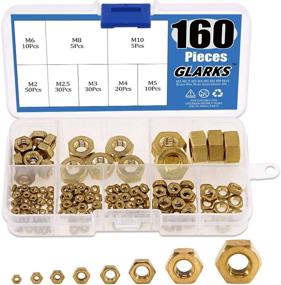 img 4 attached to 🔩 Glarks 160Pcs High Strength Brass Hex Nuts Assortment Kit - Metric M2 M2.5 M3 M4 M5 M6 M8 M10