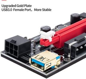 img 2 attached to 🖥️ HONEYWHALE PCIE Riser VER 009S, 6-Pack: 1x to 16x Graphic Extension for Bitcoin GPU Mining - Reliable Adapter Card with 4 Solid Capacitors, 60cm USB 3.0 Cable, and Multiple Power Options