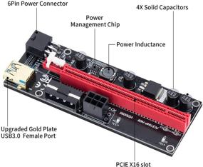 img 3 attached to 🖥️ HONEYWHALE PCIE Riser VER 009S, 6-Pack: 1x to 16x Graphic Extension for Bitcoin GPU Mining - Reliable Adapter Card with 4 Solid Capacitors, 60cm USB 3.0 Cable, and Multiple Power Options