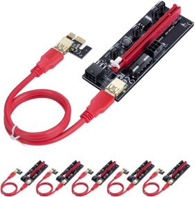 img 4 attached to 🖥️ HONEYWHALE PCIE Riser VER 009S, 6-Pack: 1x to 16x Graphic Extension for Bitcoin GPU Mining - Reliable Adapter Card with 4 Solid Capacitors, 60cm USB 3.0 Cable, and Multiple Power Options