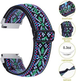 img 3 attached to Adjustable Elastic Band Compatible with Garmin Vivoactive 3/Vivoactive 3 Music - Soft Nylon Stretchy Loop Straps Replacement (Not for Venu sq)