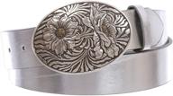 sunflower engraving buckle leather brown logo