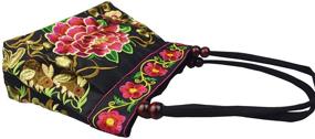 img 2 attached to 🌸 Винтажная женская сумка-хобо с вышивкой в стиле цветов и кошельком - Стильные сумки-хобо