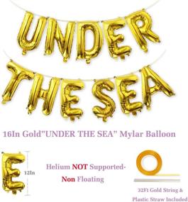 img 1 attached to 🎈 Stunning Under the Sea Balloons Banner Gold for Unforgettable Mermaid Party Decorations - Mylar Letter Balloon with Pom Poms Included!