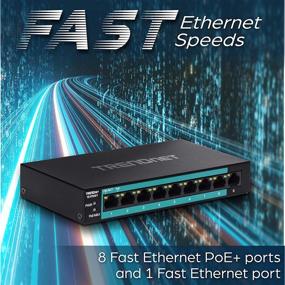 img 3 attached to 🔌 TRENDnet 9-портовый неуправляемый коммутатор Fast Ethernet с дальним диапазоном PoE+ | Расширенный диапазон PoE+ до 820 футов | Мощность 60W | TE-FP091