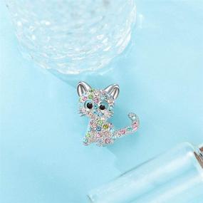 img 2 attached to 🐱 Lanqueen Rhinestone Kitty Cat Brooch – Cute Jewelry for Cat Lovers, Ideal Birthday Gift for Daughters and Girls