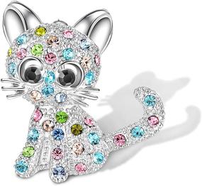 img 4 attached to 🐱 Lanqueen Rhinestone Kitty Cat Brooch – Cute Jewelry for Cat Lovers, Ideal Birthday Gift for Daughters and Girls