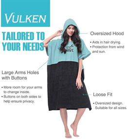 img 2 attached to 🏖️ Vulken XL Teal Blue Hooded Beach Towel Changing Robe for Women. Surf Poncho for Easy Public Change. Quick Dry Microfiber Toweling for Beach, Pool, Lake, Water Park. S/M Size