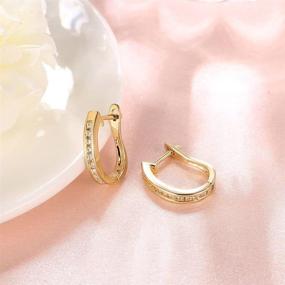 img 1 attached to 🌟 Stylish and Hypoallergenic Small Hoop Earrings: 14K Yellow Gold/White Gold Plated for Women and Teen Girls with Sensitive Ears