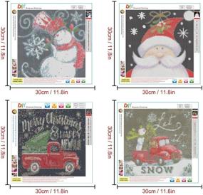 img 1 attached to 🎅 4 Pack Christmas Diamond Painting Kit - DIY Full Drill 5D Diamond Art with Crystal Rhinestones - Santa Claus Snowman Truck Theme for Festive Home Decorations - 12X12 Inch