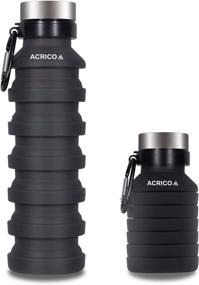 img 4 attached to Acrico Collapsible Water Bottle: Travel, Gym, Hiking, Camping, Running - BPA Free & Lightweight with Tactical Hook