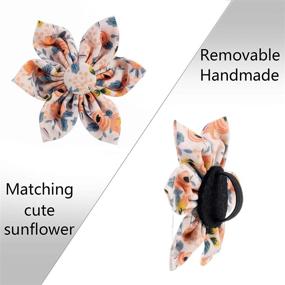 img 1 attached to 🌸 Pupfunny Soft Floral Dog Collar Set with Removable Flower and Bandanas - Adjustable Pet Collars for Female Dogs with Quick Release Buckle