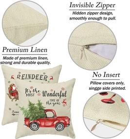 img 2 attached to 🎄 Christmas Pillow Covers 18x18: Set of 4 Gnome Throw Pillow Covers for Festive Decorations | Santa Deer Truck Rustic Farmhouse Design | Xmas Cushion Cases for Couch | Red & Cozy Home Decor