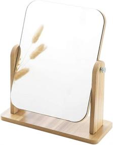 img 1 attached to 🪞 Floatant Desk Mirror: 360 Degree Adjustable Portable Wooden Mirror for Bathroom, Living Room, Shaving, and Makeup (Extra Large)