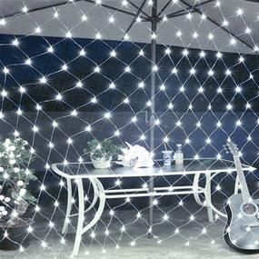 img 2 attached to 🌟 All-Conquering 9.8ft X 6.6ft 200 LED Net Lights - Outdoor Mesh Lights, 8 Modes - Low Voltage Net String Lights, LED Christmas Net Lights for Bedroom, Bush, Wedding, Garden (White)