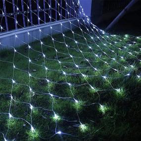 img 4 attached to 🌟 All-Conquering 9.8ft X 6.6ft 200 LED Net Lights - Outdoor Mesh Lights, 8 Modes - Low Voltage Net String Lights, LED Christmas Net Lights for Bedroom, Bush, Wedding, Garden (White)