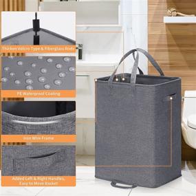 img 1 attached to Grey Freestanding Laundry Hamper with 2 Removable Bags - Collapsible Clothes Basket, Sturdy Metal Wire Frame for Bedroom, Bathroom, Laundry Room