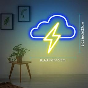 img 2 attached to JTLMEEN Cloud and Lightning Neon Sign Lights: Aesthetic Bedroom Decor with USB or Battery Power - Ideal for Home, Kids Room, Festival & Birthday