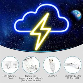 img 3 attached to JTLMEEN Cloud and Lightning Neon Sign Lights: Aesthetic Bedroom Decor with USB or Battery Power - Ideal for Home, Kids Room, Festival & Birthday