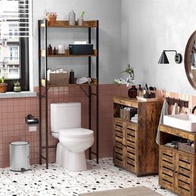 img 3 attached to Space-Saving Industrial Style VASAGLE ALINRU 3-Tier Over-The-Toilet Rack: 🚀 Rustic Brown Bathroom Storage Shelf with a Touch of Black UBTS002B01