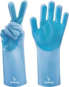 img 4 attached to Innovative INSUP Premium Dishwashing Gloves: Powerful Cleaning with Built-In Bristles