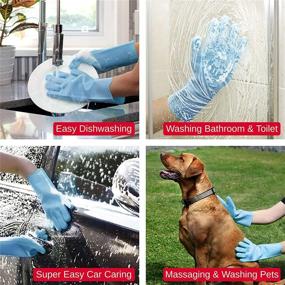 img 2 attached to Innovative INSUP Premium Dishwashing Gloves: Powerful Cleaning with Built-In Bristles