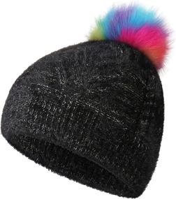 img 4 attached to Achiou Winter Beanie Pompom Purple Purple Outdoor Recreation and Climbing