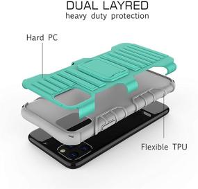 img 2 attached to Чехол E-Tree Crossbody с брелоком на шею для iPhone 11 Pro 5,8 дюймов - ударопрочный, двуслойный, зеленый с подставкой, антиворовский ремешок на шею для активного отдыха, детей, пожилых и не только