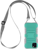 чехол e-tree crossbody с брелоком на шею для iphone 11 pro 5,8 дюймов - ударопрочный, двуслойный, зеленый с подставкой, антиворовский ремешок на шею для активного отдыха, детей, пожилых и не только логотип