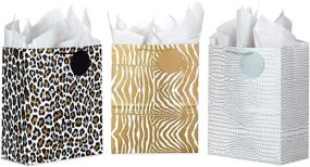 img 4 attached to 🎁 Stylish Hallmark 13" Large Animal Print Gift Bags (3-Pack) for Christmas, Holidays, Birthdays & More