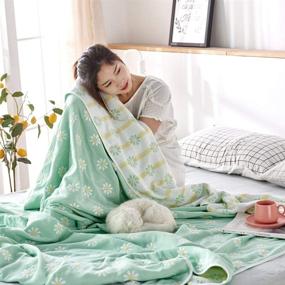 img 2 attached to 🛏️ Premium 6-Layer Cotton Gauze Blanket - 100% Cotton, Lightweight and Breathable, Double-Sided (Queen 87" * 87")