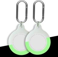 🔑 damonlight 2-pack airtag keychain upgrade case - scratch-proof airtags accessories protective cover with raised bumper - glow in dark - air tag holder logo