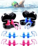 🏊 reusable silicone ear plugs and nose clips set for swimming - ideal for surfing, snorkeling, showering, training - swimmers ear protection for kids and adults logo
