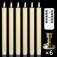 pack of 6 genswin window flameless taper candles with remote &amp; timer - ivory color, real wax battery powered flickering led candles, removable gold candle holders - ideal for wedding, party, birthday decor логотип